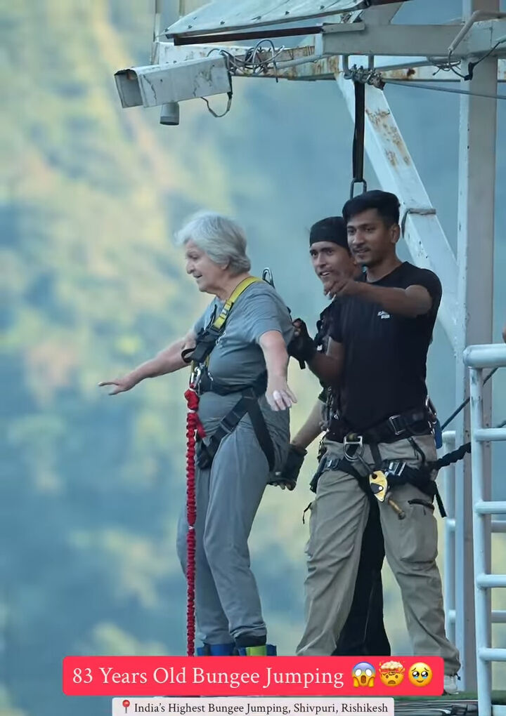 83 yaşında bungee jumping yaptı, o anlar izlenme rekoru kırdı - 1. Resim