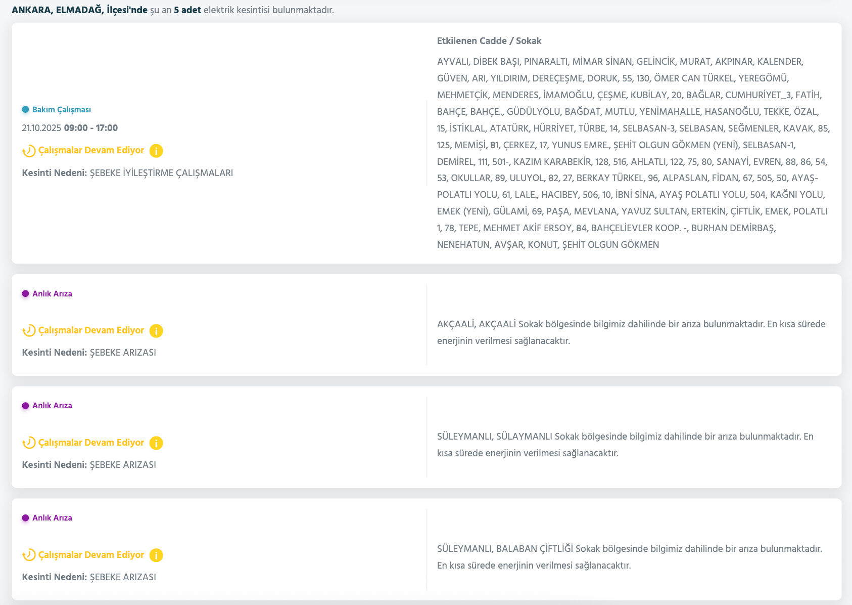 Ankara elektrik kesintisi 21 Ekim Salı: Elektrikler ne zaman gelecek, hangi ilçelerde planlı kesinti var? - 1. Resim