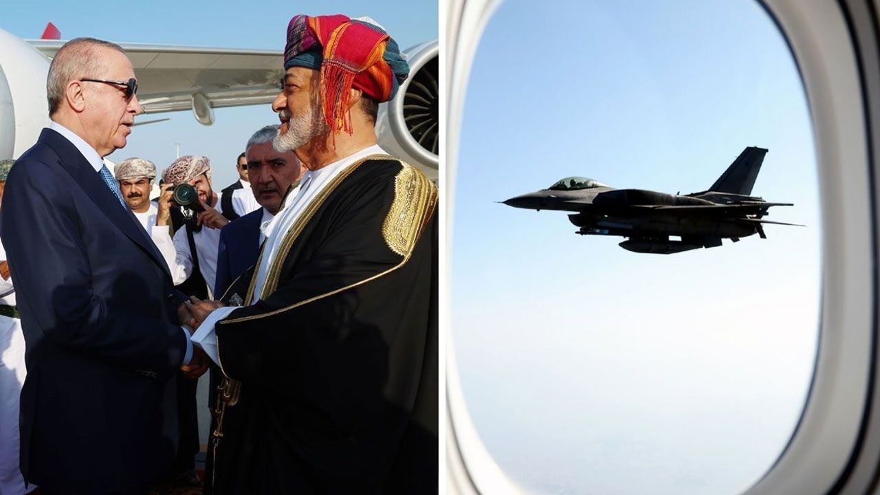 Cumhurbaşkanı Erdoğan, Körfez turunun son ülkesi Umman'da! Başkanlık uçağına F-16'lar eşlik etti