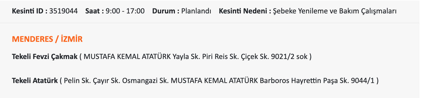 İzmir'in o il&ccedil;eleri karanlıkta kalacak... GDZ Elektrik listeyi paylaştı: İzmir'de elektrikler ne zaman gelecek? - 15. Resim