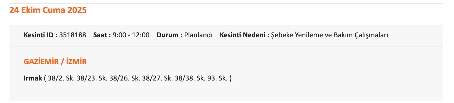 İzmir'in o il&ccedil;eleri karanlıkta kalacak... GDZ Elektrik listeyi paylaştı: İzmir'de elektrikler ne zaman gelecek? - 8. Resim
