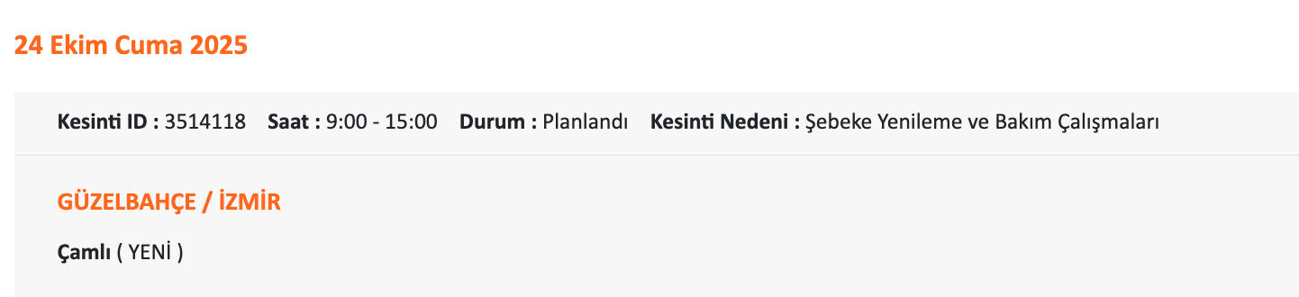 İzmir'in o il&ccedil;eleri karanlıkta kalacak... GDZ Elektrik listeyi paylaştı: İzmir'de elektrikler ne zaman gelecek? - 9. Resim