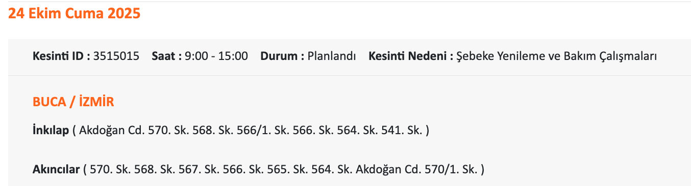 İzmir'in o il&ccedil;eleri karanlıkta kalacak... GDZ Elektrik listeyi paylaştı: İzmir'de elektrikler ne zaman gelecek? - 5. Resim