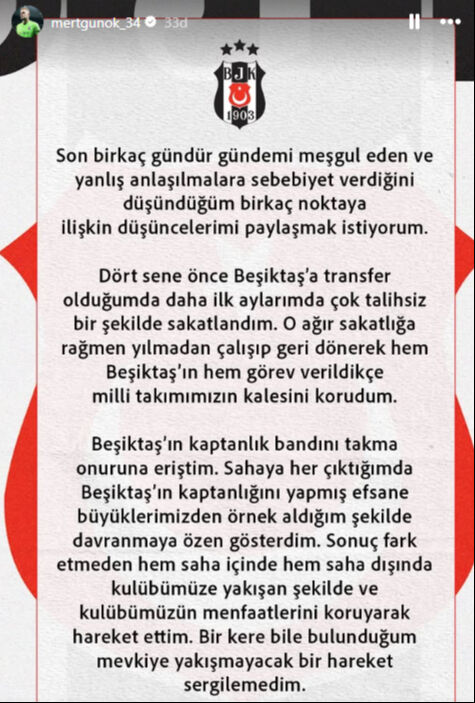 Beşiktaş'ta kaptanlık krizi: Mert Günok günler sonra sessizliğini bozdu Beşiktaş'ta kaptanlık krizi: Mert Günok günler sonra sessizliğini bozdu - 2. Resim