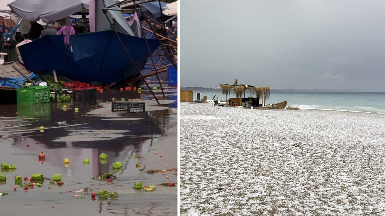 Antalya'ya 15 dakikada kış geldi! Sahili gören önce dondu, sonra telefona sarıldı Antalya'ya 15 dakikada kış geldi! Herkes aynı anda telefona sarıldı - 2. Resim