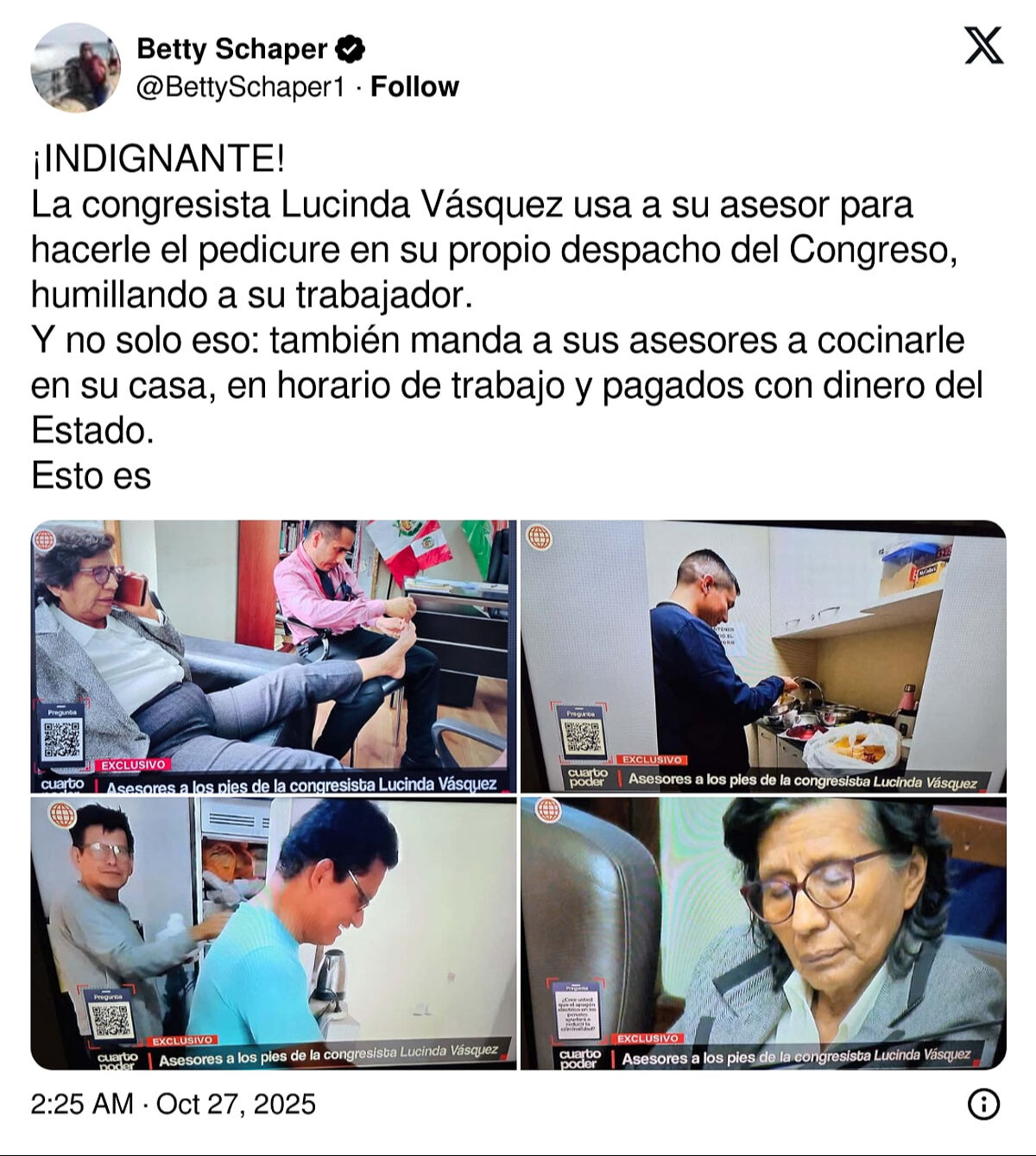 Milletvekili ofisini güzellik salonuna çevirdi! Peru'da tırnak kesme görüntüleri olay oldu! Milletvekili ofisini güzellik salonuna çevirdi! Peru'da Tırnak kesme görüntüleri olay oldu! - 1. Resim