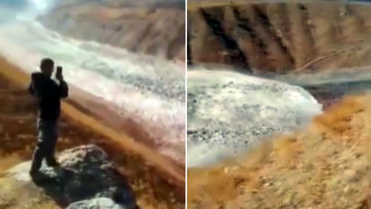 -Zirveden kopan buz kütlesi korku saçtı