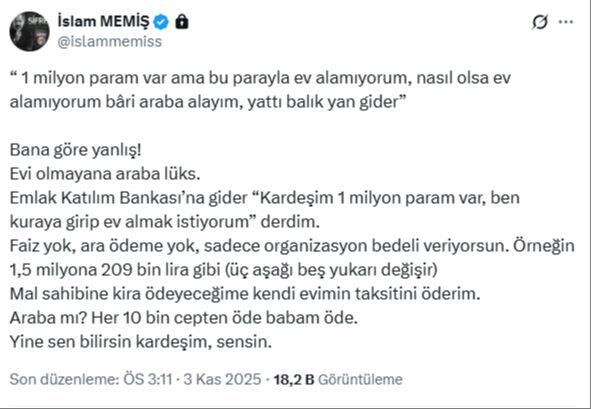 1 milyon liram var, ne yapmalıyım? İslam Memiş "Ben olsam" diye cevapladı: Faiz yok, ara ödeme yok 1 milyon liram var, ne yapmalıyım? İslam Memiş "Ben olsam" diye cevapladı: Faiz yok, ara ödeme yok - 3. Resim