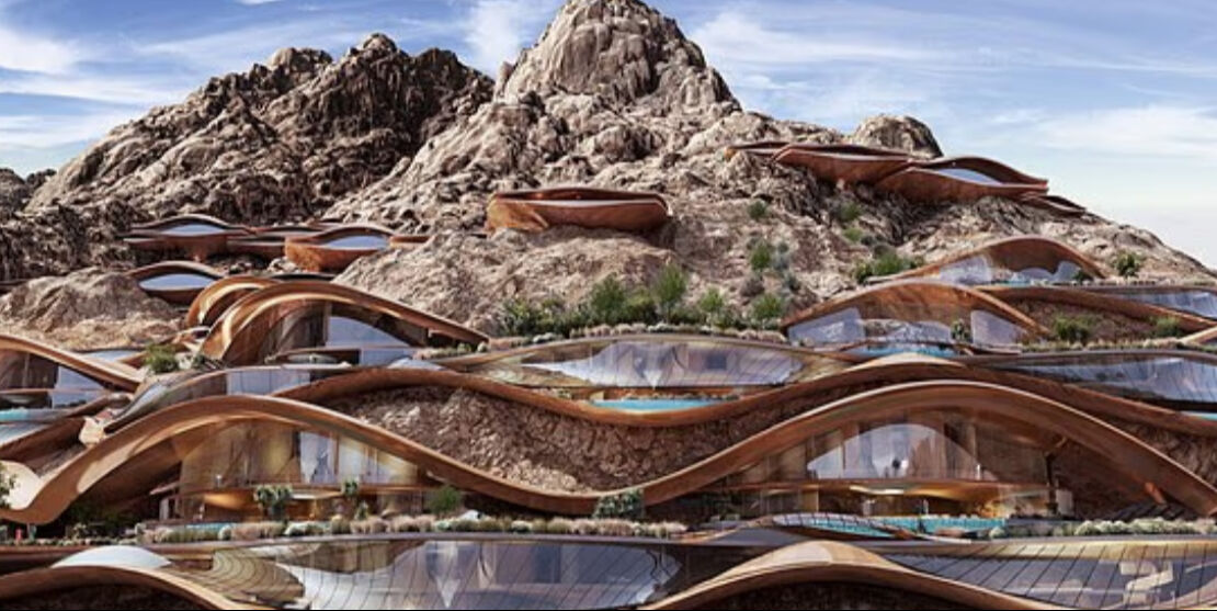 Dağ beldesi Trojena, yapay bir gölden sağlanan suyla üretilen kar kullanılarak 2029 Asya Kış Oyunları’na ev sahipliği yapmak üzere planlanmıştı.