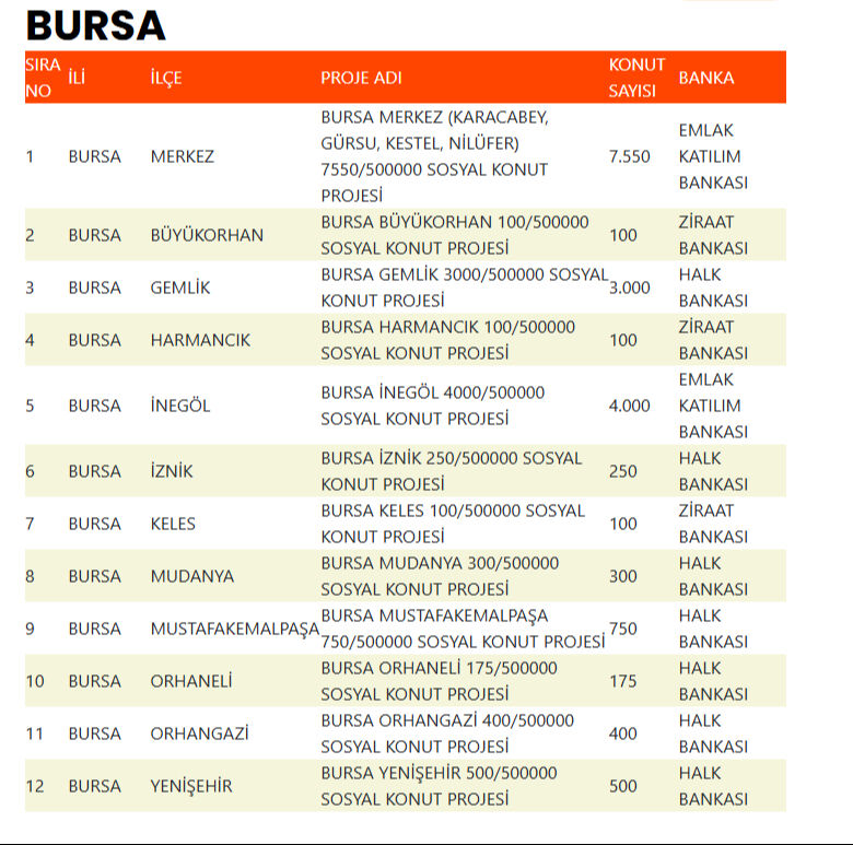 500 bin sosyal konut Bursa'da nerede, hangi ilçelerde yapılacak? - 2. Resim