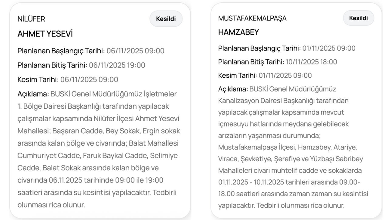 BUSKİ su kesintisi 6 Kasım! Bursa'da sular ne zaman, saat kaçta gelecek? BUSKİ su kesintisi 6 Kasım! Bursa'da sular ne zaman, saat kaçta gelecek? - 2. Resim