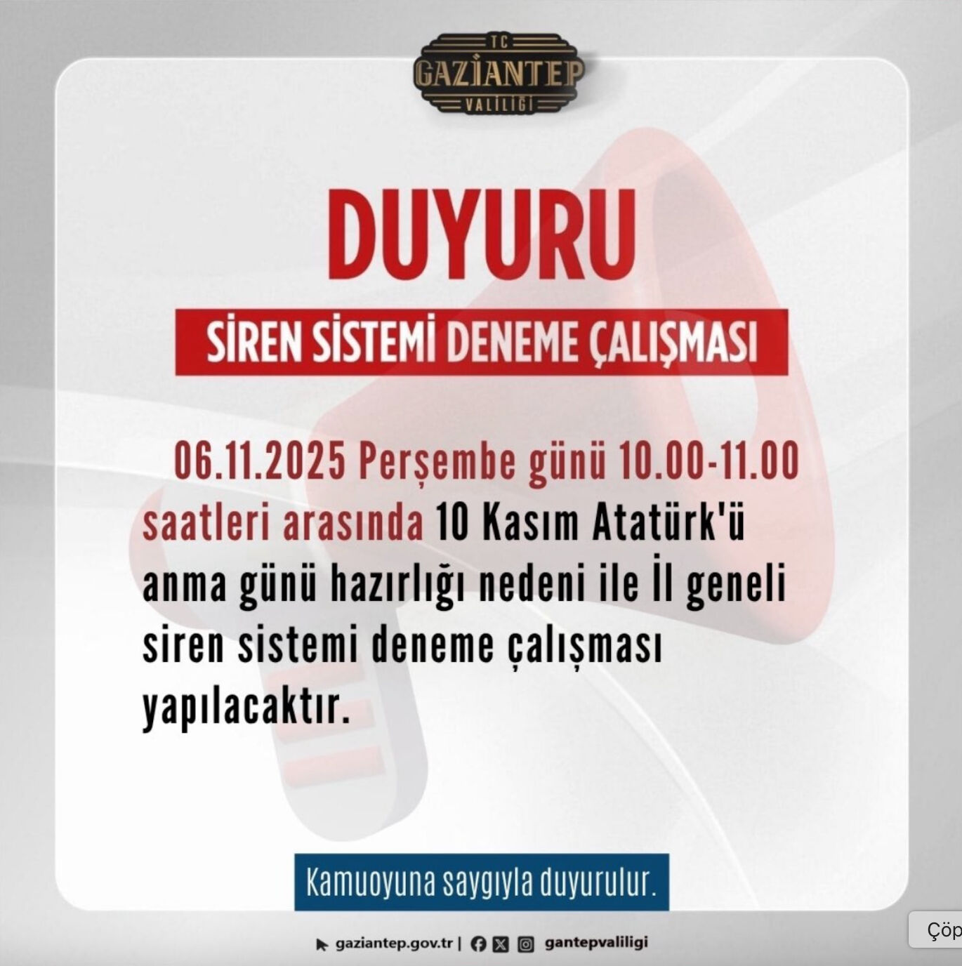 Sirenler neden çalıyor? 6 Kasım Valiliklerden siren sesi için açıklama geldi Sirenler neden çalıyor? 6 Kasım Valiliklerden siren sesi için açıklaması geldi - 2. Resim