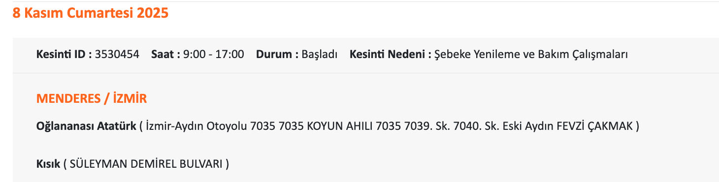 8 Kasım İzmir'de elektrikler ne zaman gelecek? Gediz Elektrik kesintisi sorgulama 8 Kasım İzmir'de elektrikler ne zaman gelecek? Gediz Elektrik kesintisi sorgulama - 14. Resim