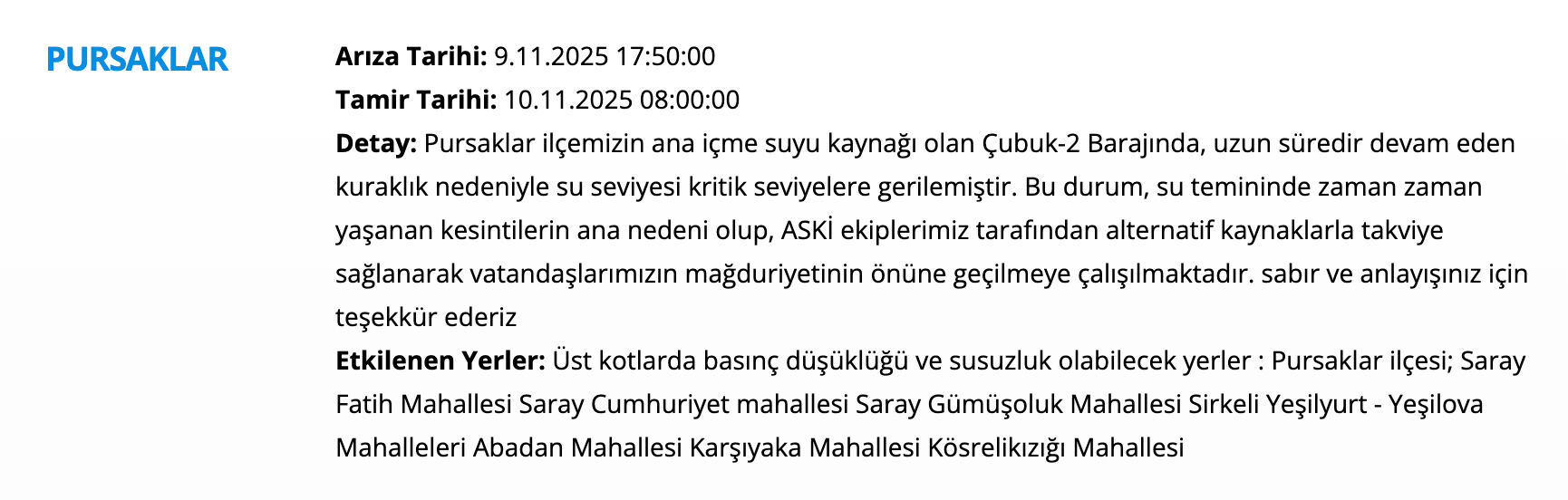 10 Kasım ASKİ su kesintisi sorgulama ekranı! Bugün sular ne zaman gelecek, saat kaçta? Polatlı, Mamak, Etimesgut... - 7. Resim