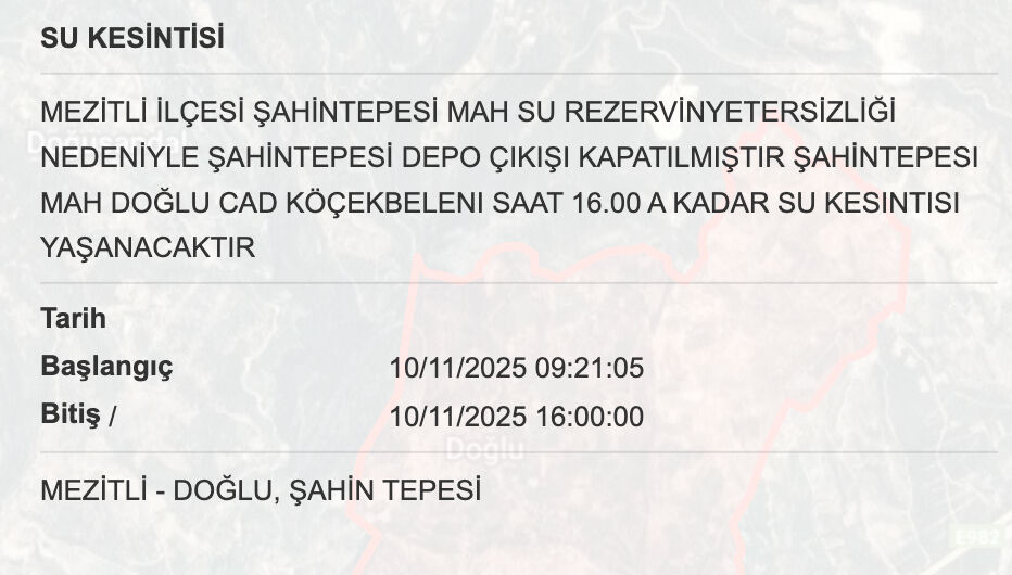 10 Kasım MESKİ su kesintisi! Bugün Mersinde sular ne zaman gelecek? - 3. Resim