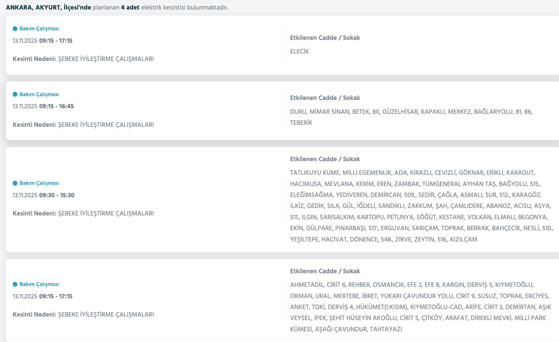 Başkent Elektrik duyurdu! 11 Kasım Ankara'da elektrikler ne zaman gelecek, saat kaçta? Birçok ilçe karanlığa gömüldü - 2. Resim