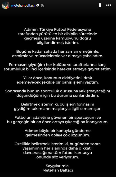 Soruşturmada adı geçen Metehan Baltacı'dan ilk açıklama: Yıllar önce bahis yaptım! - 2. Resim