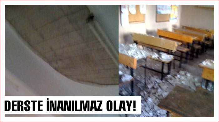 Sınıfın tavanı çöktü, öğrenciler ölümden döndü