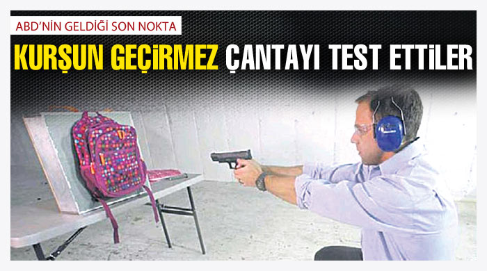 Kurşun geçirmez çantayı test ettiler Kurşun geçirmez çantayı test ettiler
