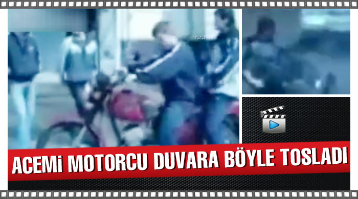Acemi motorcu duvara böyle dosladı