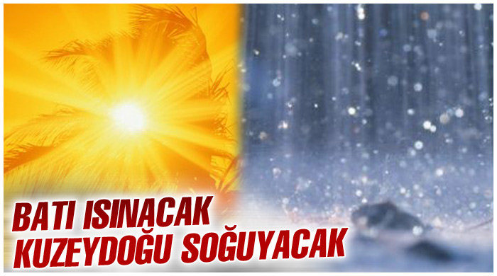 Batıda sıcaklık artacak, kuzeydoğuda azalacak Batıda sıcaklık artacak, kuzeydoğuda azalacak
