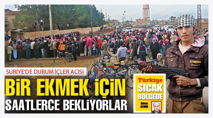 Bir ekmek için saatlerce bekliyorlar Bir ekmek için saatlerce bekliyorlar