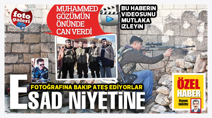 Esad'ın resmine bakıp ateş ediyorlar