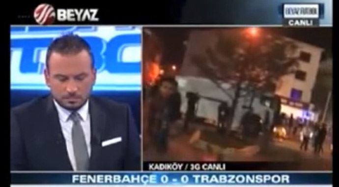 Fenerbahçeliler Beyaz TV aracına saldırdı