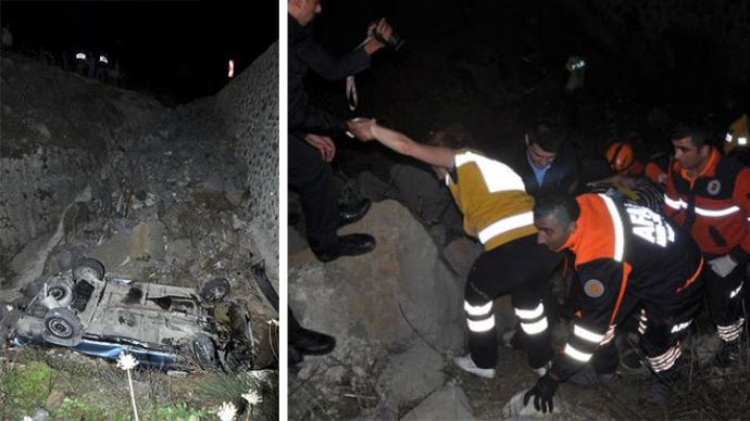 Otomobil 20 metreden şarampole uçtu, faciadan dönüldü