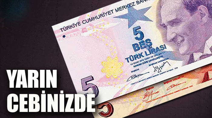 Mor 5 liralar piyasadaki yerini yarın buluyor Mor 5 liralar piyasadaki yerini yarın buluyor