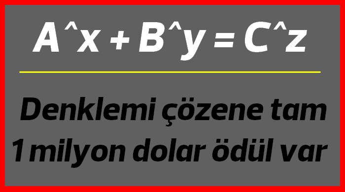 Bu denklemi çözene 1 milyon dolar Bu denklemi çözene 1 milyon dolar