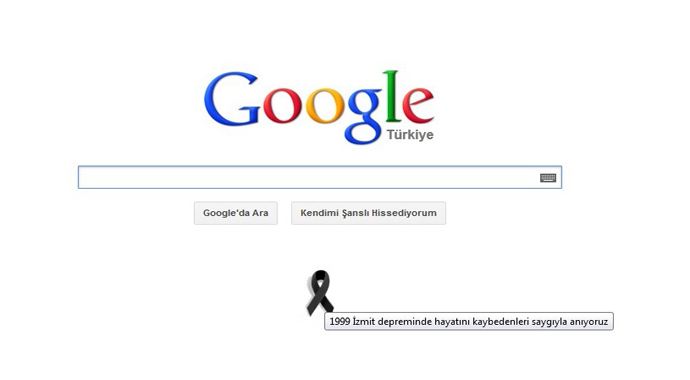 Google'dan depremin 14. yılında siyah kurdele Google'dan depremin 14. yılında siyah kurdele