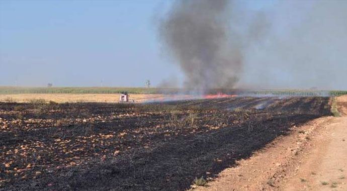 Ceylanpınar&#039;da havan mermisi arazi yaktı