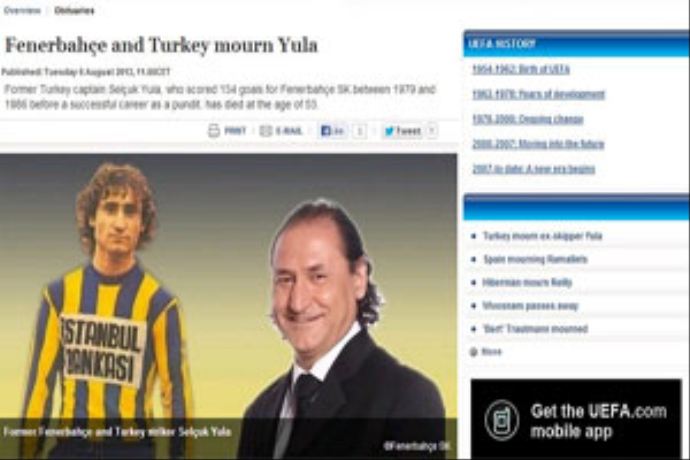 UEFA Selçuk Yula'yı unutmadı UEFA Selçuk Yula'yı unutmadı