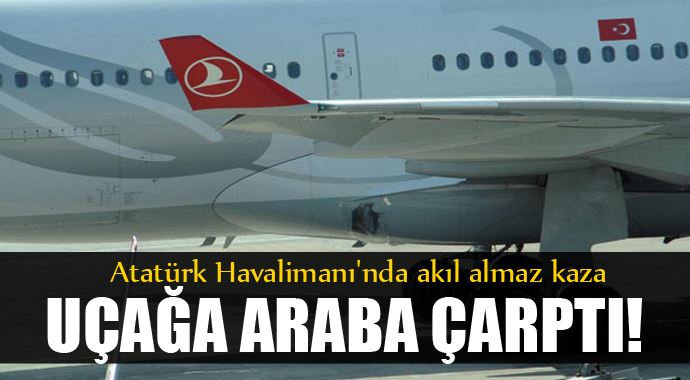 Havaalanında akıl almaz kaza! Uçağa araba çarptı Havaalanında akıl almaz kaza! Uçağa araba çarptı