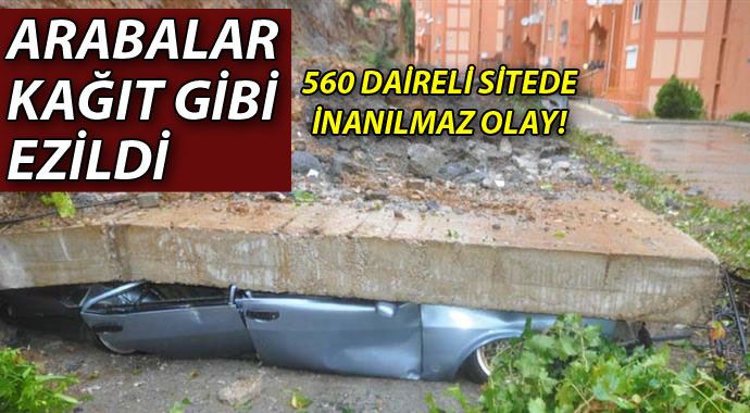 Merisin&#039;de istinat duvarı çöktü, 13 araç kağıt gibi ezildi