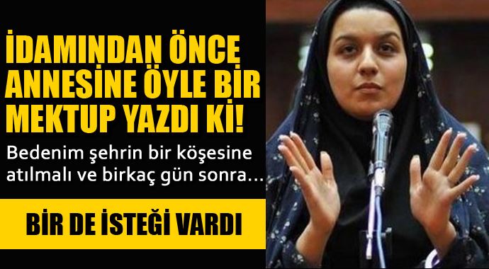 Reyhane Cebbari idamından önce annesine bu mektubu yazdı! Reyhane Cebbari idamından önce annesine bu mektubu yazdı!