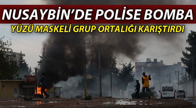 Nusaybin&#039;de yüzleri maskeli grup polise ses bombasıyla saldırdı