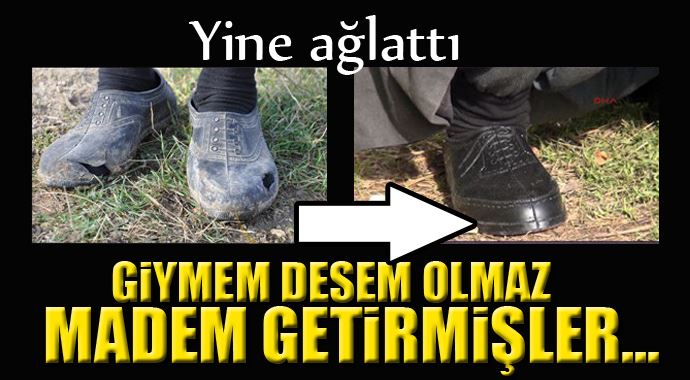 Ölen madencinin babasına valilik yeni lastik ayakkabı aldı Ölen madencinin babasına valilik yeni lastik ayakkabı aldı