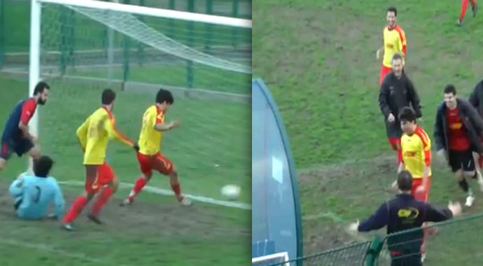 Yok böyle gol sevinci! Önce gol attı sonra kafa attı Yok böyle gol sevinci! Önce gol attı sonra kafa attı