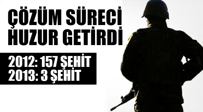 Çözüm Süreci huzur getirdi! 2012: 157 şehit, 2013: 3 şehit Çözüm Süreci huzur getirdi! 2012: 157 şehit, 2013: 3 şehit