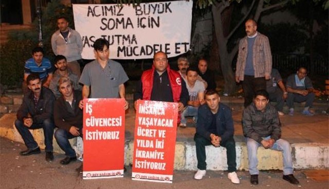 Taşeron isçilerinden Soma eylemi Taşeron isçilerinden Soma eylemi