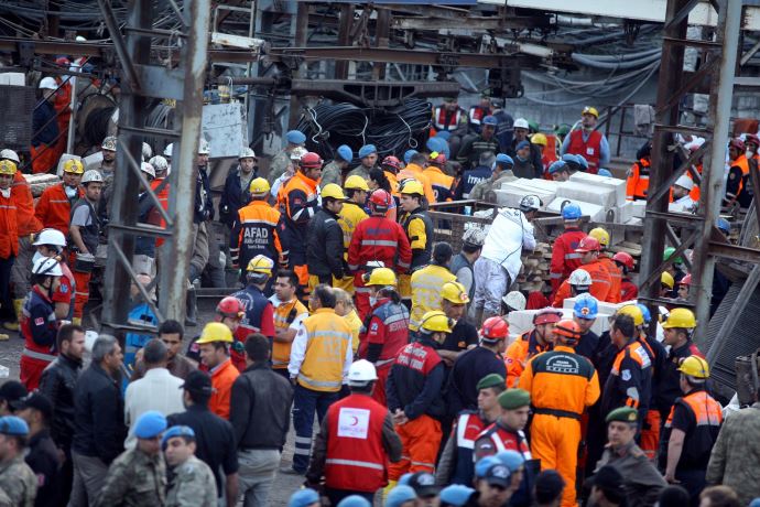 Soma maden ocağındaki son galeriye girilmek üzere Soma maden ocağındaki son galeriye girilmek üzere