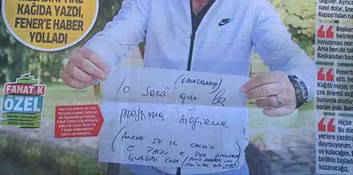 Mancini Fenerbahçe'ye kağıtla mesaj yolladı Mancini Fenerbahçe'ye kağıtla mesaj yolladı