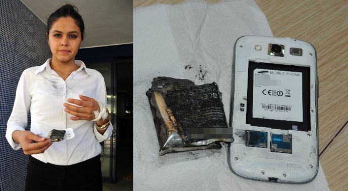Cep telefonu genç kızın elinde patladı Cep telefonu genç kızın elinde patladı