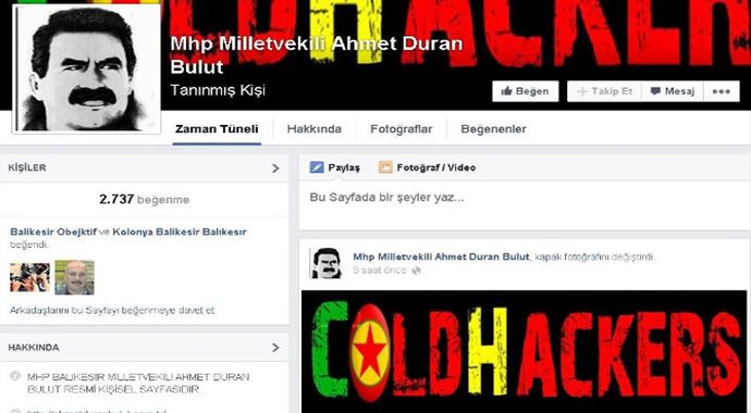MHP'li vekilin Facebook hesabı PKK'lılar tarafından hacklendi MHP'li vekilin Facebook hesabı PKK'lılar tarafından hacklendi