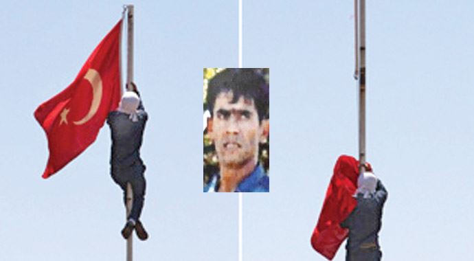Bayrağımızı indiren hain yakalandı Bayrağımızı indiren hain yakalandı