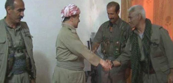 Barzani PKK&#039;lılarla ilk kez görüntü verdi