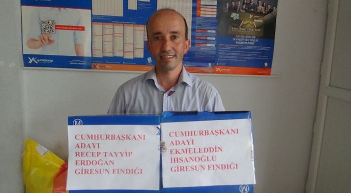 Cumhurbaşkanı adaylarına fındık gönderdi! Cumhurbaşkanı adaylarına fındık gönderdi!