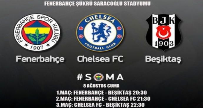Fenerbahçe, Beşiktaş ve Chelsea sahaya çıkıyor Fenerbahçe, Beşiktaş ve Chelsea sahaya çıkıyor